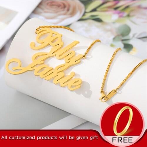 Layer Necklace Name Necklaces & Pendant Letters Custom Name Charm For Men Women Gold Plated Personalized Jewelry Birthday Gift