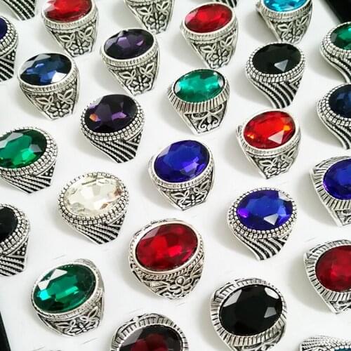 20 Pcs Fashion Ring For Women Jewelry Color Glass Vintage Ring Wholesale Wedding Rings Anel