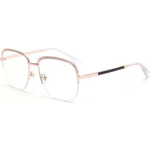 Veshion Gold Men Sermi-rimless Glasses for Women Retro Clear Lens Female Eyeglasses Prescription Half Frame for Computer