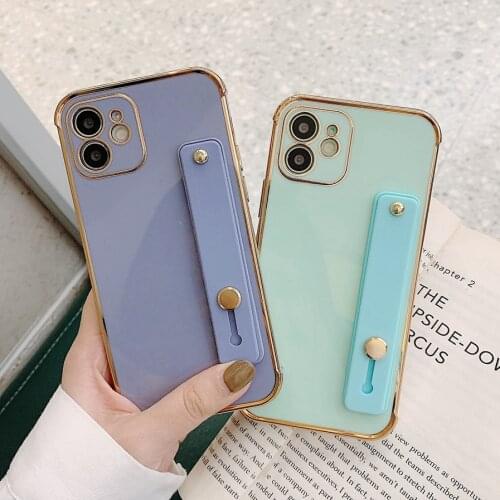 Wrist Strap 6D Camera Protection Case for 12 Mini 11 12 Pro 11Pro Xs Max iPhone X Xr 10 7 8 Plus SE 2020 Plating Soft TPU Cover