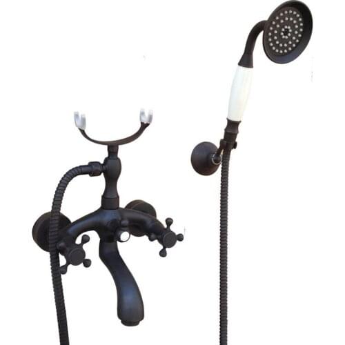 Wall Mount Oil Rubbed Brass Bathroom Tub Faucet Set with 150CM Handheld Shower Spray Head Bath Mixer Tap 2tf564