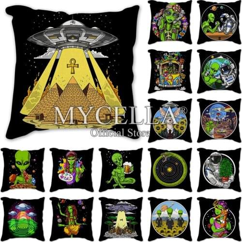18 inch square cartoon Alien pillow Cushion Covers Pyramid spaceship cushion cover pillowcase For Sofa Chair Home Decorative