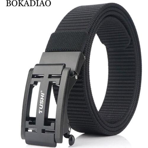 BOKADIAO Nylon Belt luxury Metal Automatic Buckle Belts for men fashion jeans belt outdoor casual canvas male strap high quality