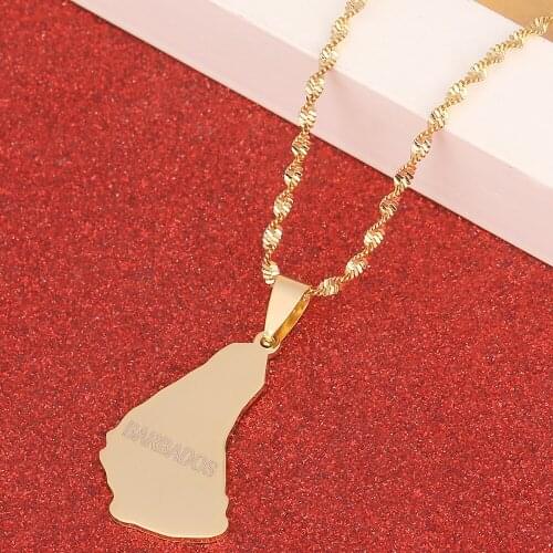Stainless Steel Map of the Barbados Island Pendant Necklaces Fashion Maps Jewelry Gifts