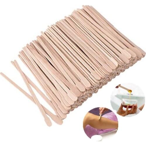 100PCs Waxing Wax Wooden Disposable Wooden Sticks Hair Removal Waxing Stick Wax Bean Wiping Wax Tool Beauty Bar Body Beauty Tool