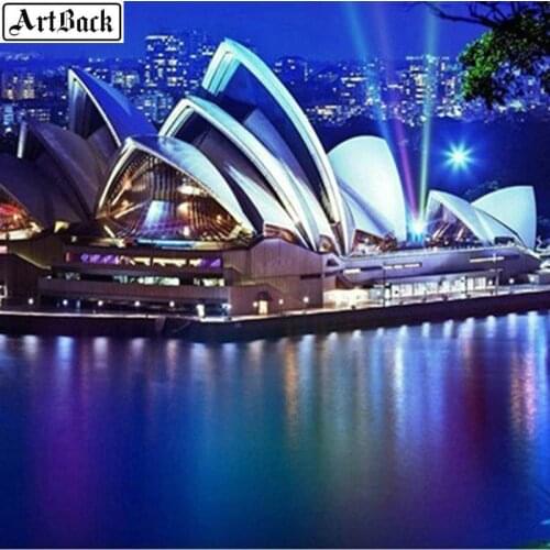 5d full square diamond painting Australia Sydney Opera House landscape mosaic crafts diamond embroidery 80x80cm