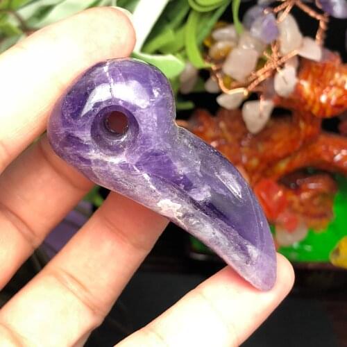 Natural 100 % dream amethyst hand-carved beak, beautiful craft home decoration