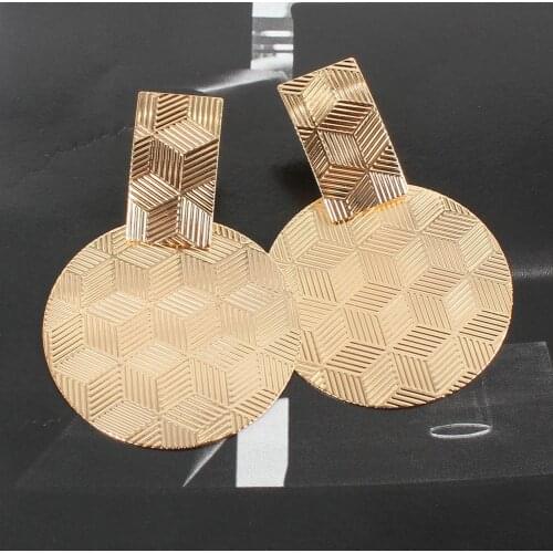 Retro Simple Fashionable Geometric Temperament Electroplating Earrings Round Micro Pave Circle Stud Earrings For Women Wholesale