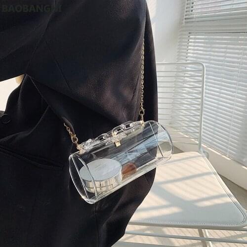Chain Transparent Box Jelly Bag Individual Hexagon Clear PVC Women Handbags Mini Designer Evening Crossbody Tote Bags