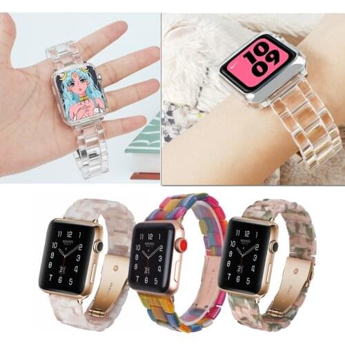 Iwatch Transparent Resin Strap Band for Apple Watch series 1 2 3 4 5 6 SE 38mm 40mm 42mm 44mm Watchbands