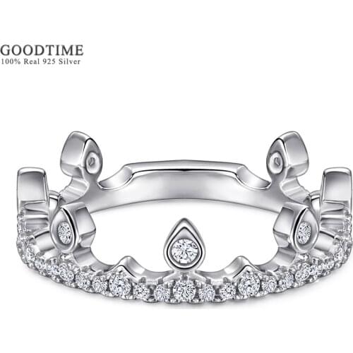 Luxury Pure 925 Sterling Silver Ring Women Girls Princess Crown Inlaid Zircon Ring Jewelry Accessories Anniversary Gift