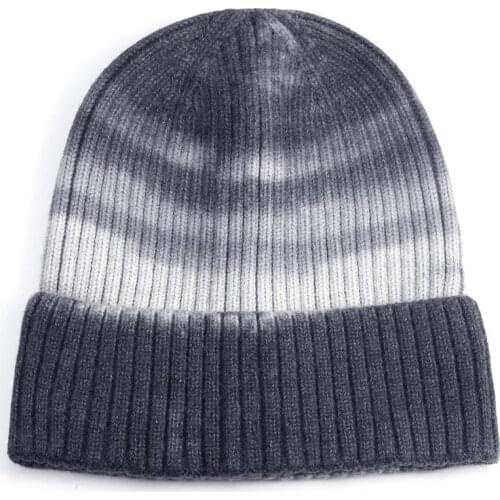 Men Women Knit Cashmere Beanie Pink Slouchy Winter Hat 2020 New Boys Girls Warm Soft Purple Tie Dye Beanie