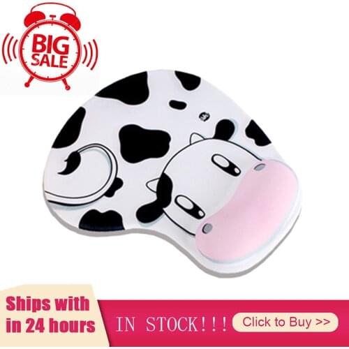 Cute Cow Silicone Mouse Pad Mat With Gel Wrist Support For Laptop Accessories For Macbook Memory Foam Comfort Pad Anti-Slip