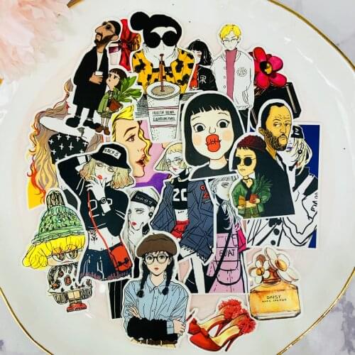 24PCSCool girl and uncle movie Scrapbooking stickers book Student kids toys Notebook label Decorative sticker paper Stationery