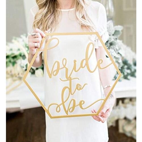 Bride to Be Wedding Sign, Hexagon Bridal Shower Bachelorette Modern Boho Photo Prop Sign for Wedding Decor