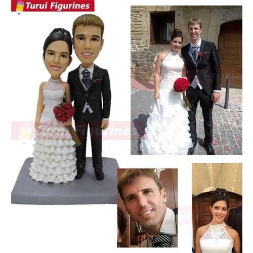 Wedding cake topper groom holding bride custom Couple Bobblehead mini couple statue personalized bobble head toy Turui Figurines