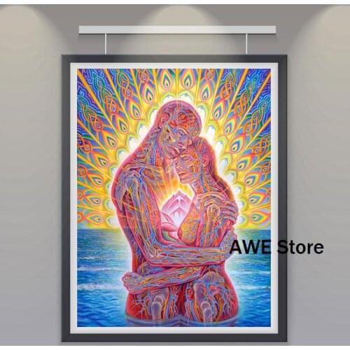 Trippy Alex Grey Psychedelic Silk Poster Print Abstract Painting Wall Art Decoration Pictures Living Room Home Decor