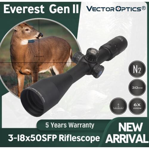 Vector Optics GenII Everest 3-18x50 AR15 Scope Air Gun Riflescope Hunting Tactical MOA With Honeycomb Mark Ring .223 .308 5.56