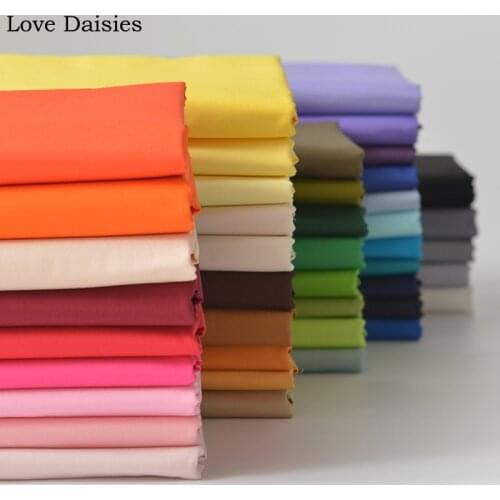 WHITE BLACK PINK GRAY YELLOW BLUE KHAKI Solid Color Poplin 100% Cotton Plain Fabric for DIY Summer Dress Shirt Blouse Top Quilt
