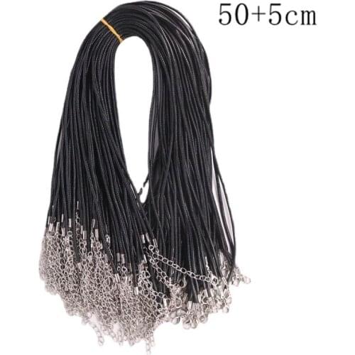 100pcs 1.5mm Black Waxed Necklace Cord With Lobster Clasp