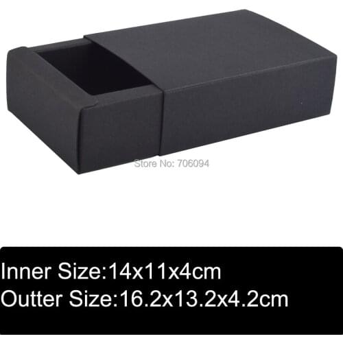 30pcs 16.2x13.2x4.2cm Black drawer paper box handmade Black gift box,Wedding party box,custom box logo