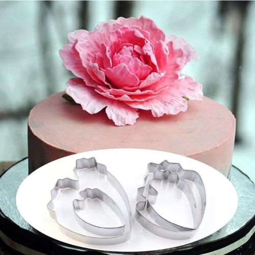 4pcs/set Peony Flower Cookie Cutter Set 3D Sugarcraft Fondant Cake Pastry Biscuit Baking Mold DIY Cake Decorating Tools