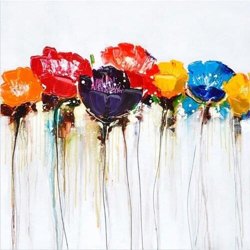 Handmade Abstract Style Colorful Flowers Oil Painting on Canvas for Home Decor in Hotel LivingRoom Cafe Office wall art