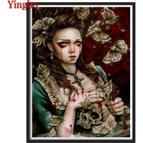 DIY Diamond Embroidery Vampire woman skull butterfly 5D Diamond Painting Mosaic Art Home Decor Full Rhinestone Picture Pasted