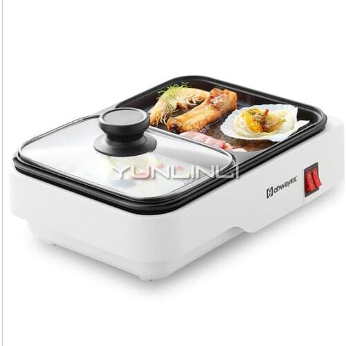 Smokeless Barbecue Grill Household Barbecue & Hot Pot 2 in 1 Machine Electric Hot Pot Non-stick BBQ Oven HY-6106