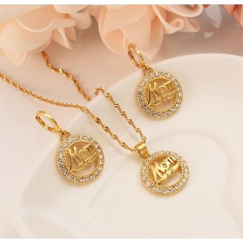 Dubai India mom set auger African gold crystal suit personality fashion teenage bride wedding engagement earrings necklace gift