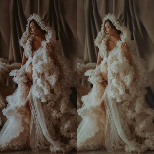 Elegant Maternity Dress For Photo Pregnant Women Sexy Tiered Ruffles Nigh Robes Mermaid Gown Pregnancy Dress Baby Shower