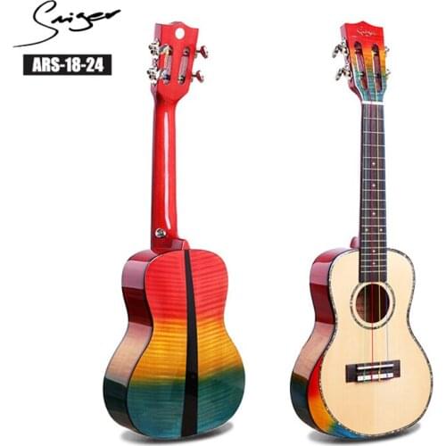 Smiger 24 Inch Hawaii Ukulele ARS-18 Concert Ukulele Solid Spruce Top Colorful Nylon 4 Strings Guitar Musical Instrument