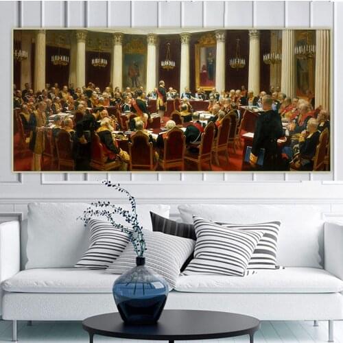 Ilya Efimovich Repin《Ceremonial Sitting of the State Council on 7 May 1901》Canvas Oil Painting Aesthetic Decor Home Decoration