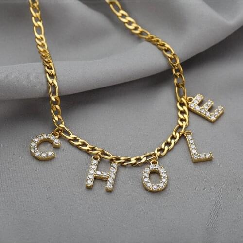 Custom Initial Name Necklace Crystal Letter Pendent Necklace For Women Minimalist Jewelry For Her Personalized Gifts for Mom BFF