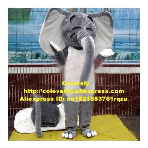 Gray Elephant Elephish Mascot Costume Adult Cartoon Character Outfit Suit Trade Show Fair Image Publicity zz5339