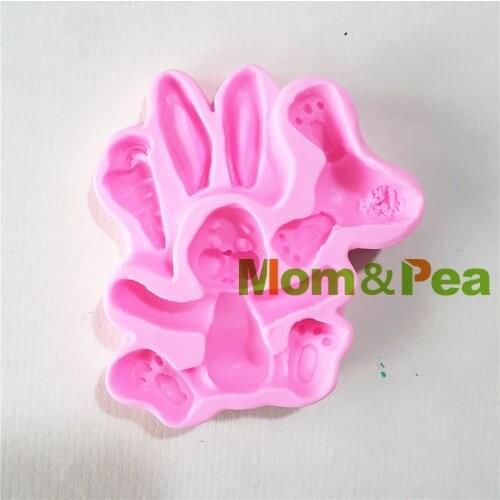 Mom&Pea 1367 Free Shipping Rabbit Silicone Mold Cake Decoration Fondant Cake 3D Mold Soap Mold Food Grade