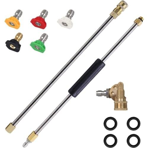 New Pressure Washer Extension Spray Wand with 5 Spray Nozzle Tips 1 Pivoting Coupler, 4000 PSI Power Washer Cleaner Accessories