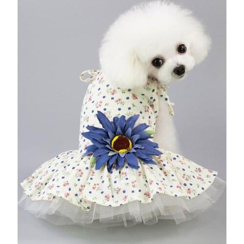 Pet Clothing Pet Clothes Spring And Summer New Dog Skirt Thin Section Skirt Fashion Print Cute Sweet Wind Small Daisy Skirt