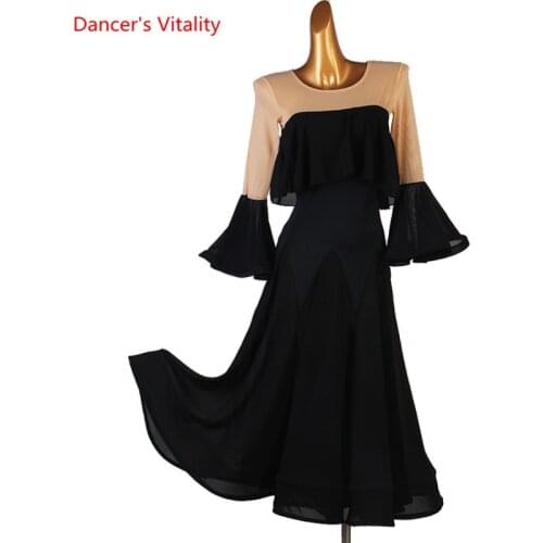 Modern Dance Dress Mesh Flared Sleeves Long Skirt Performance Clothing Profession Custom Female Adult Child Competition Clothes