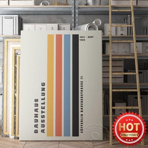 Bauhaus Architecture Ausstellung Poster, Bauhaus Vintage Art Geometry Prints, Gallery Cafe Living Room Home Decor Wall Picture