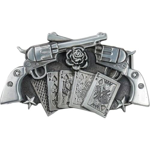Mens' Belt Buckle Double Gun Poker Buckles Belts for Men High Quality Western Cowboy Cowgirl Metal Belt Accessories Punk Style