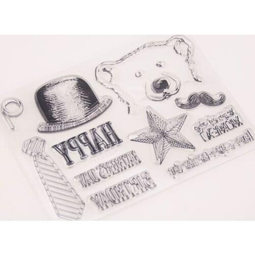 Happy Fathers Day Bear Silicone Clear Seal Stamp DIY Scrapbooking Embossing Photo Album Decorative Paper Card Craft Art E56C