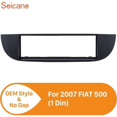 Seicane Black 183*53mm one Din Refitting Kit Car Stereo Cover Panel Fascia for FIAT 500 Dashboard Adapter Audio Player DVD Frame