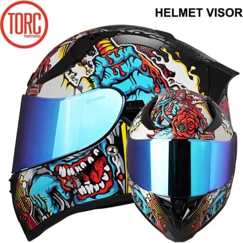 Torc T18 Motorcycle Full Face Helmet Visor Black,Silver,Colorful,Clear