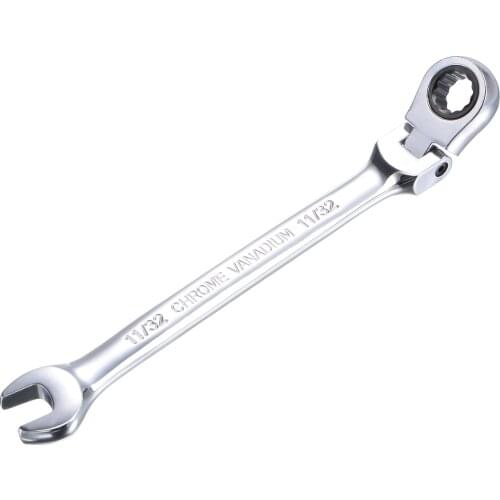 Uxcell 11/32 Inch Flex-Head Ratcheting Combination Wrench SAE 72 Teeth 12 Point Ratchet Box Ended Spanner Tools, Cr-V