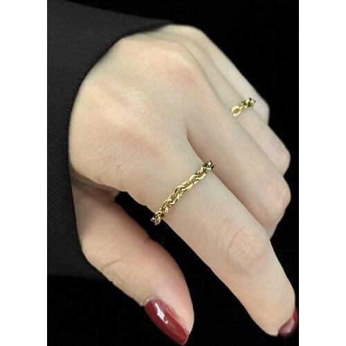 PROM Link Chain Rings 4colors Titanium Steel SteamPunk Type Finger Decration Ring Chains Jewelry Accessory Findings Supply