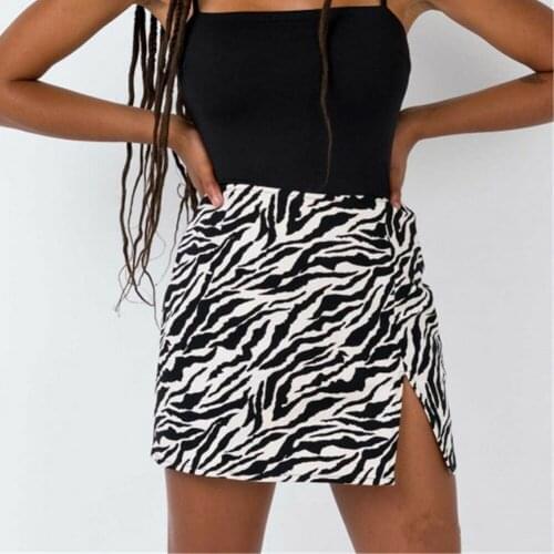 Women Snake Skin Skirt Leopard Printed High Waist Pencil Wrap Skirt Leopard Mini Skirts Zebra Side Split Skirts 3Styles
