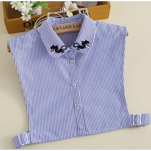 Cotton Striped Fake Collars for Women Solid Color Detachable Collars Female Flase Collar Half Shirt Sweater Nep Kraagie Cravats