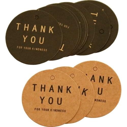 100pcs Thank you Paper Gift Tag Retro Kraft Paper Bookmarks DIY Gift Box Packaging Labels Hang Tags Stationery Office Supplies
