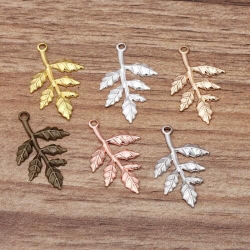 1000pcs 26*27mm Brass Metal Branch Leaf Charms Pendants DIY Stuffs Jewelry Accessories DIY Wedding Jewelry Set Wholesale